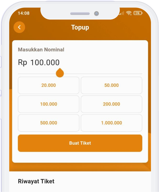 Menu top up saldo TIFA MOBILE